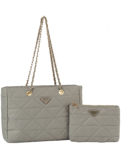 Quilted Nylon 2-in-1 Satchel GLV0166M GRAY